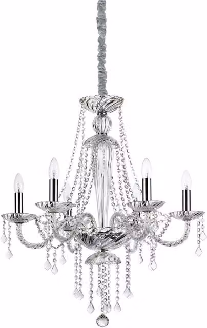 Ideal Lux Amadeus Lampada a Sospensione in Metallo Cromato e Cristallo Trasparente con LED