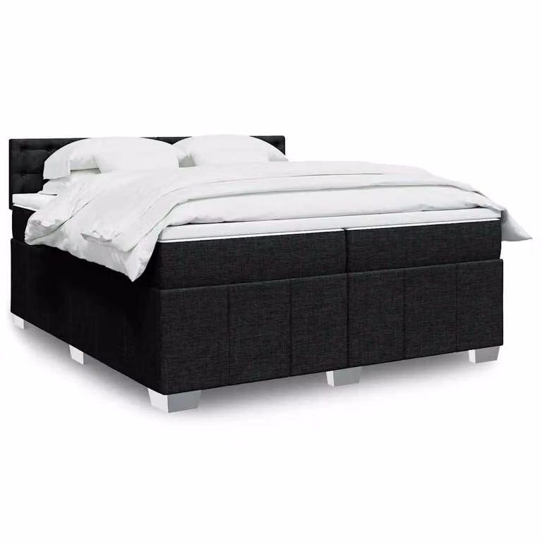 vidaXL Giroletto a Molle con Materasso Ibrido in Tessuto Nero 200 x 200 cm