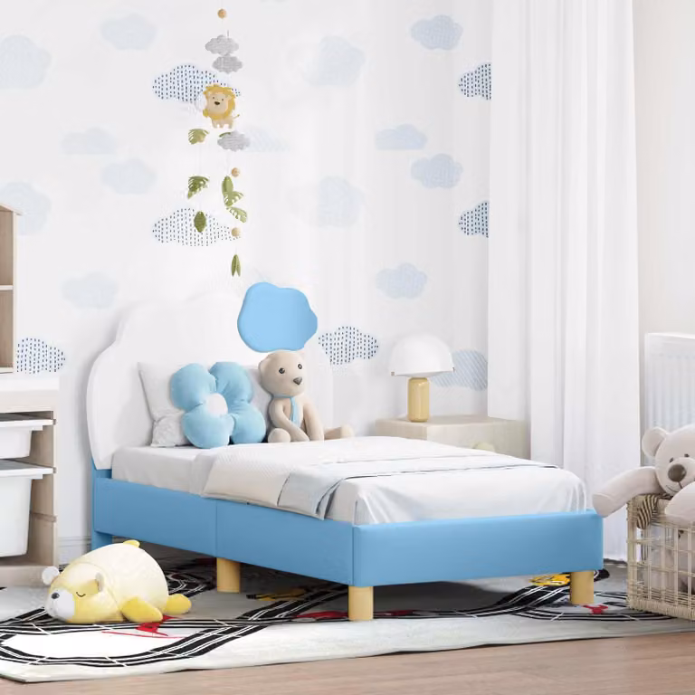 Struttura letto per bambini vidaXL con testata imbottita in similpelle blu, L 70 x P 140 cm