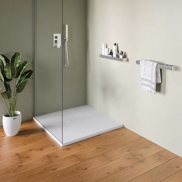 Piatto doccia 90x90 cm in marmoresina bianco effetto pietra | Merlera