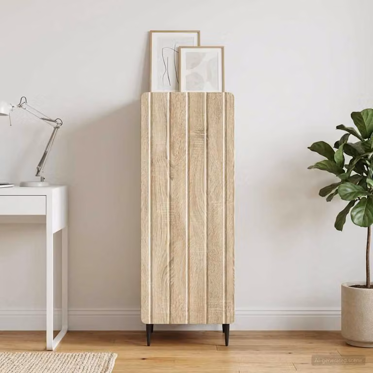 Credenza moderna vidaXL in legno ingegnerizzato color rovere sonoma, L/P/H: 34,5 x 33 x 92 cm