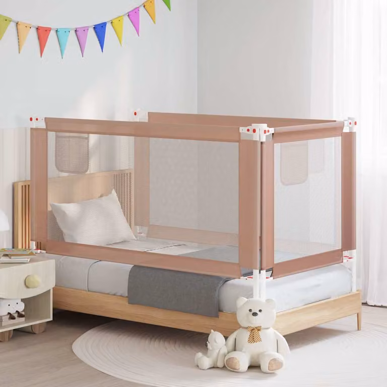 Sponda Letto di Sicurezza per Bambini vidaXL Talpa in Tessuto Beige L: 160 cm, H: 25 cm