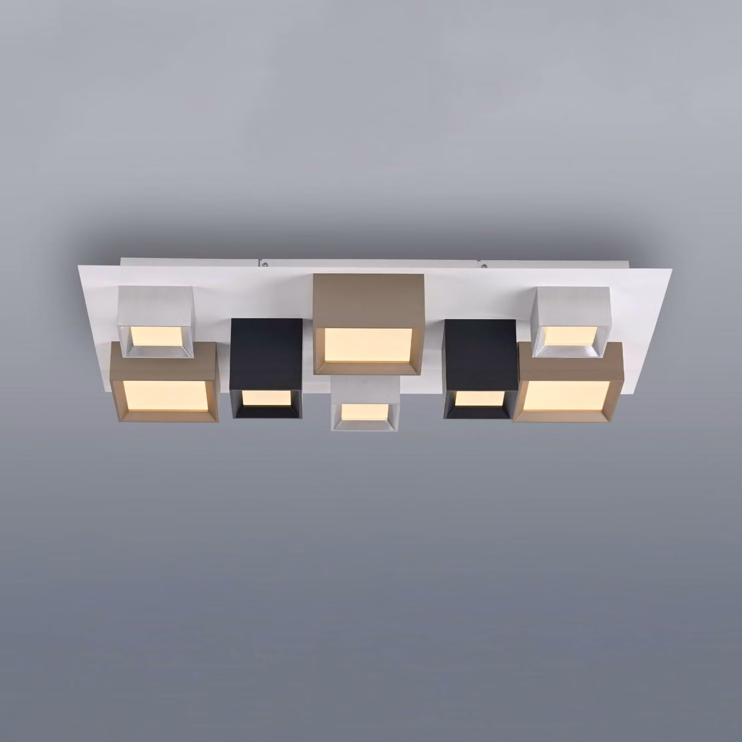 PURE Plafoniera soffitto Manhatten, dimmerabile, Multicolore, Corridoio, Alluminio, Moderno, Plafoniera