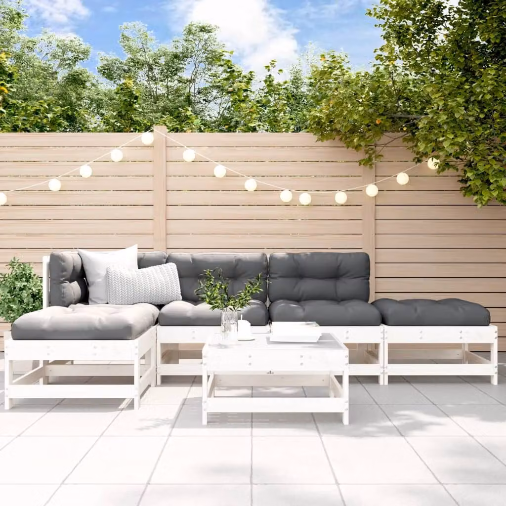 Maison Exclusive - Set Salotto da Giardino 6 pz Bianco in Legno Massello di Pino