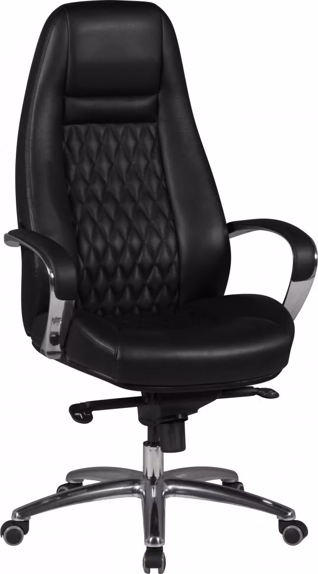 Sedia da ufficio AUSTIN in vera pelle nera Sedia da scrivania 120 kg Poltrona direzionale con schienale alto e poggiatesta X-XL