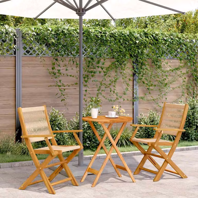 Set da Bistrot vidaXL 3pz Beige in Legno di Acacia e Polipropilene
