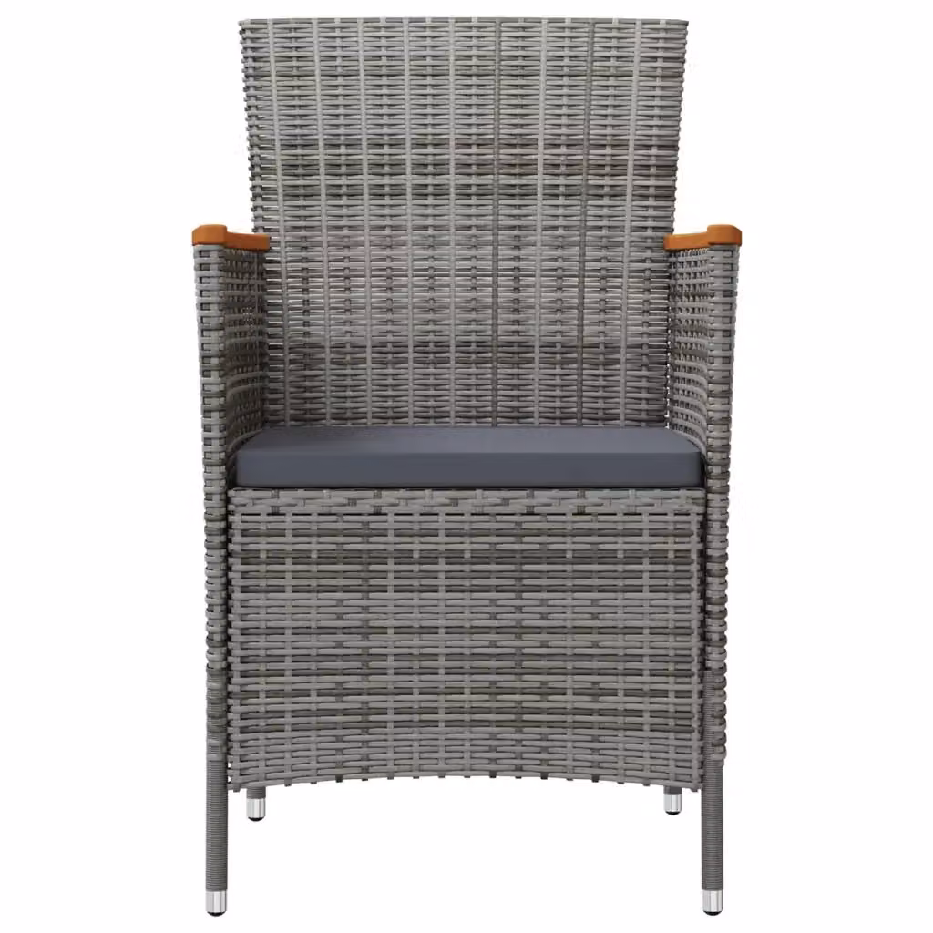 Set di 2 sedie da giardino vidaXL in polyrattan e legno di acacia grigio con cuscini e braccioli – 2