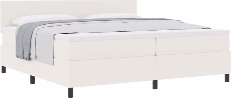 Letto a molle Crema e Bianco 200 x 200 cm Tessuto in Cords