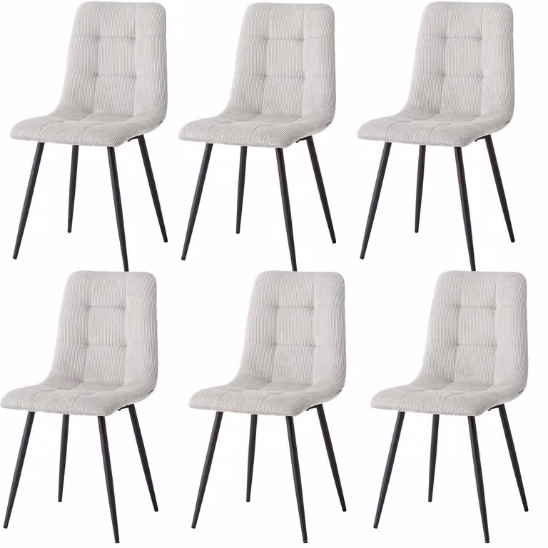 Sedie da pranzo/sedie da cucina - Set da 6 - Rivestite in tessuto, seduta imbottita, gambe in metallo, design moderno - Grigio