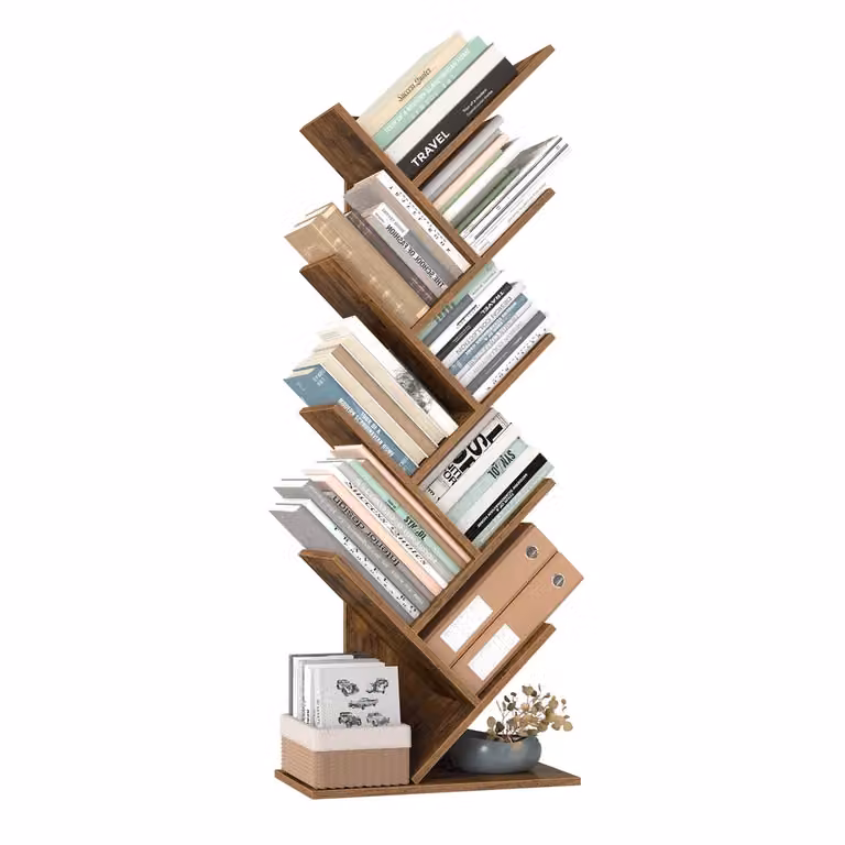 Libreria ad Albero a 8 Ripiani, Marrone Vintage / 9 Ripiani (25P x 50l x 141,5H cm)