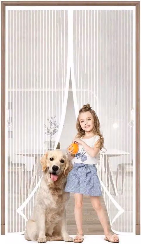 Porta magnetica per balcone, 85 x 210 cm, bianca, montaggio con velcro, zanzariera, porta da soggiorno su terrazza