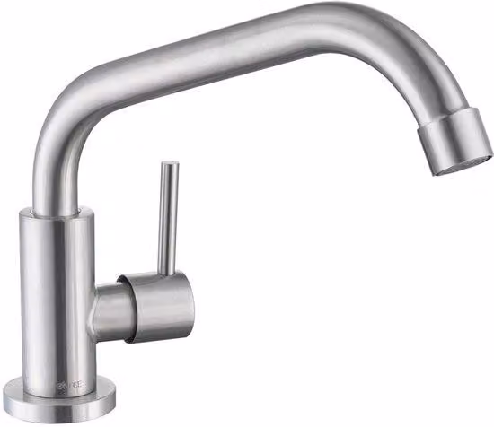 Rubinetto da cucina per acqua fredda, orientabile a 360°, acciaio inossidabile opaco