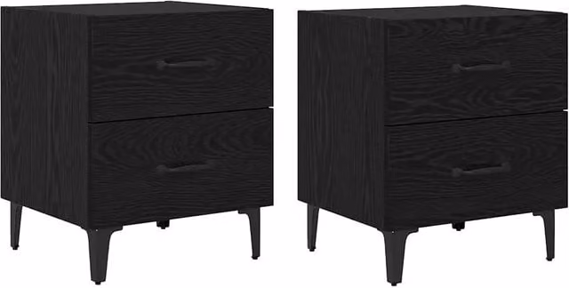 Set di 2 armadietti per letto in stile rustico, colore Rovere Nero, L 40 cm x P 35 cm x H 47,5 cm, modello CFW2354202