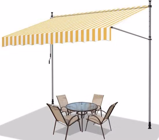 Protezione solare: protezione dai raggi UV e dall'acqua per balcone, terrazza e giardino. Ombrellone resistente al vento, diametro 300 cm, giallo e bianco