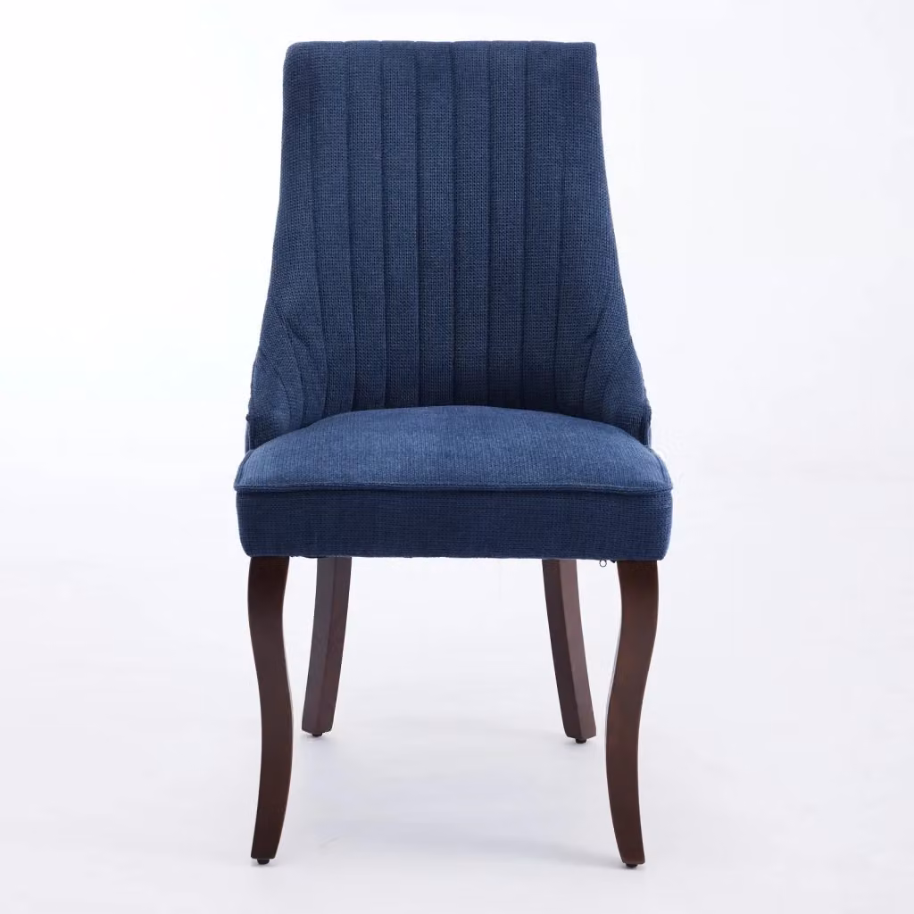 Set di 2 sedie da pranzo imbottite in tessuto blu con gambe in legno massello MINIMAL – 2