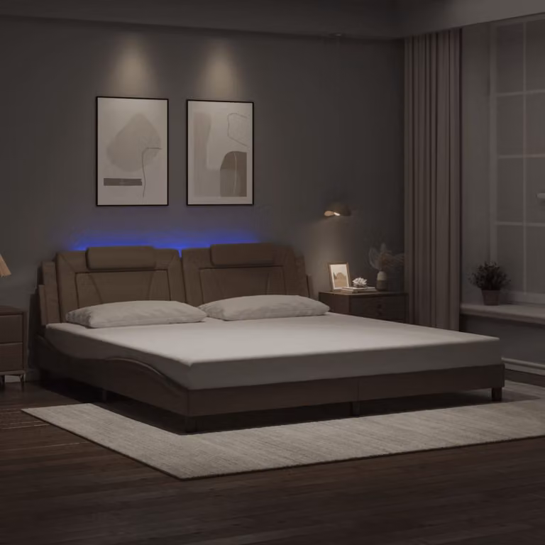 vidaXL Giroletto Viana con LED senza Materasso Cappuccino 200x200 cm