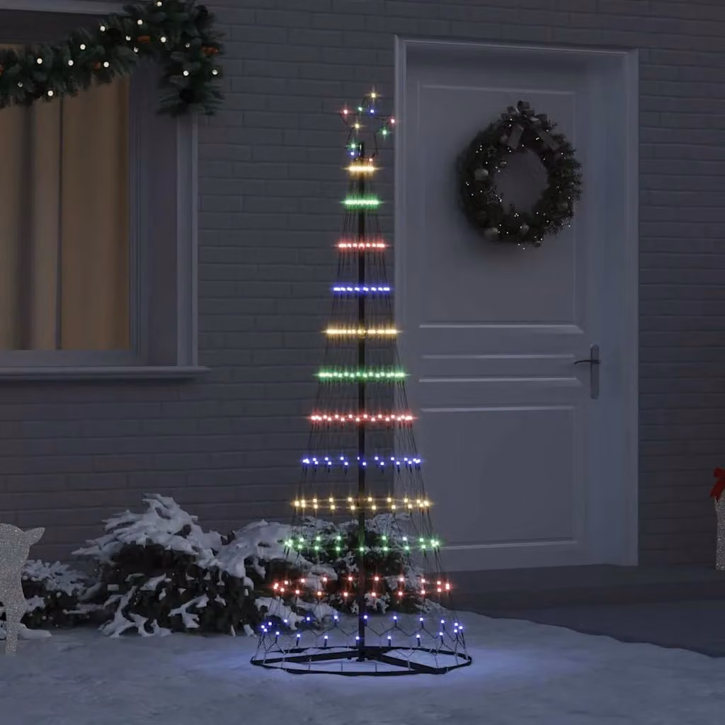 Albero di Natale moderno vidaXL con luci LED multicolore in metallo, Altezza: 184.5 cm