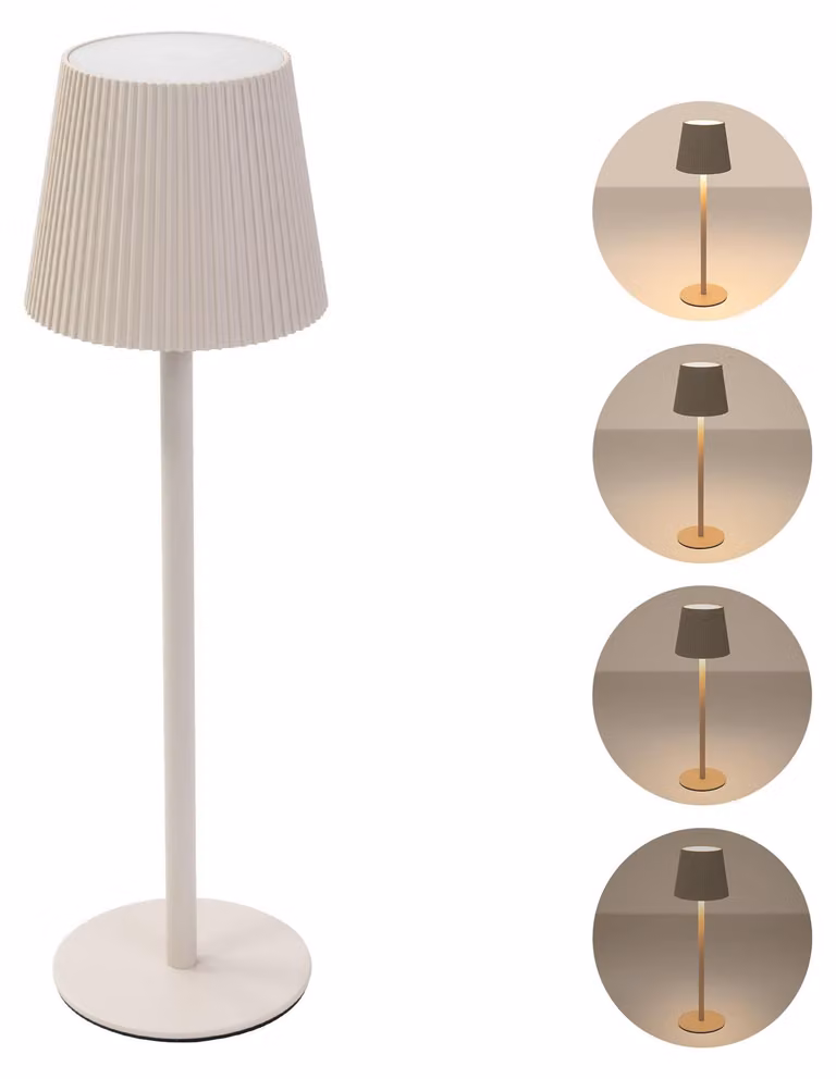 ML-Design Lampada da tavolo LED cordless con crema touch Ø10x36 cm, lampada da comodino dimmerabile a 4 livelli, luce bianca calda, lampada da tavolo ricaricabile USB-C, lampada da lettura