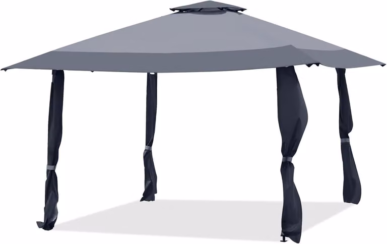 gazebo da giardino 4 x 4 m con doppio tetto, altezza regolabile 266-283 cm, gazebo pieghevole con struttura in acciaio, gazebo pieghevole impermeabile e protezione solare (grigio)