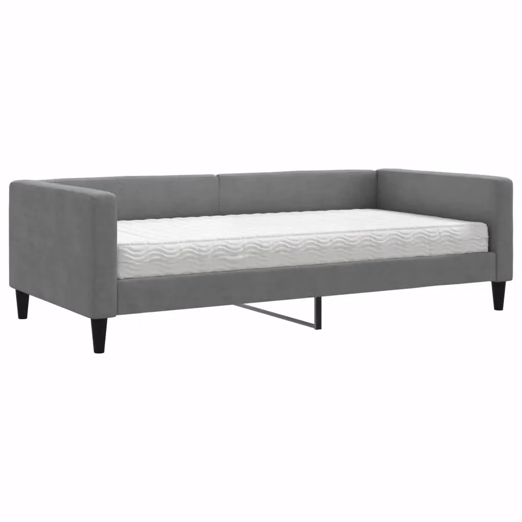 Divano Letto Moderno vidaXL in Tessuto Grigio con Materasso in Schiuma L/P/H: 223 x 110 x 68 cm – 2