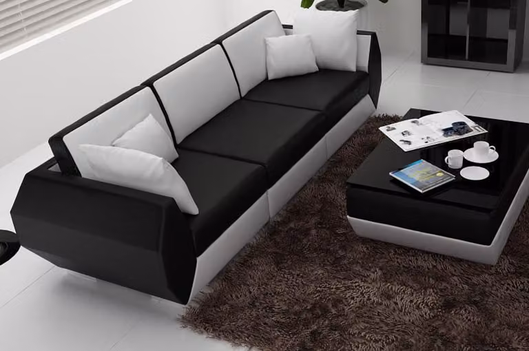 Ledersofa Couch Sofagarnitur 3+3 Sitzer Garnitur Design Modern Sofa Set USB