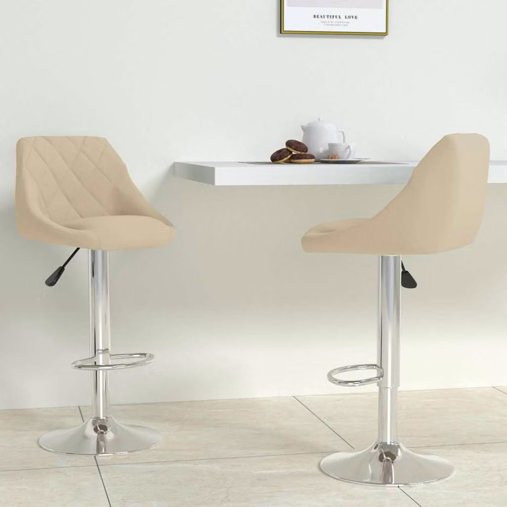 Set di 2 sgabelli da bar vidaXL in velluto beige con seduta girevole a 360 gradi