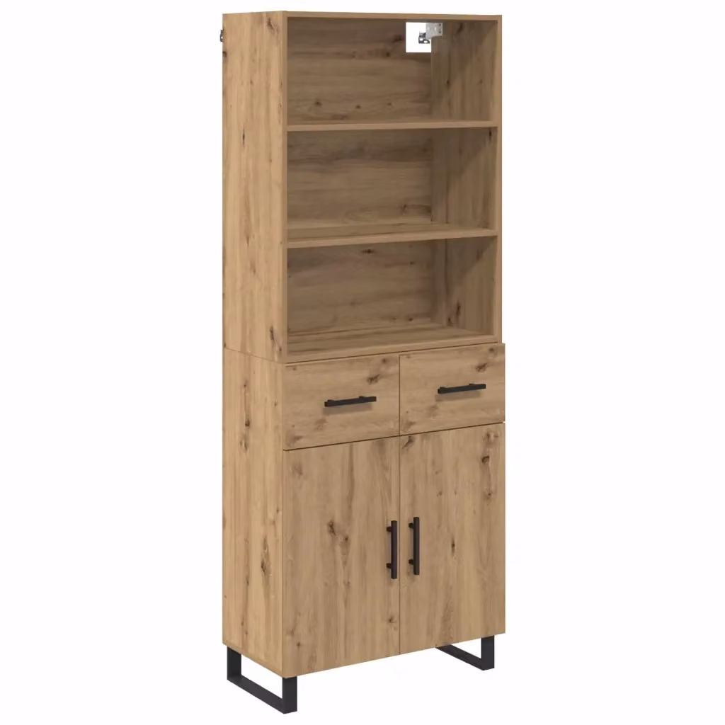 Set di 2 credenze moderne vidaXL in rovere marrone L: 69,5 cm, P: 34 cm, H: 180 cm – 2