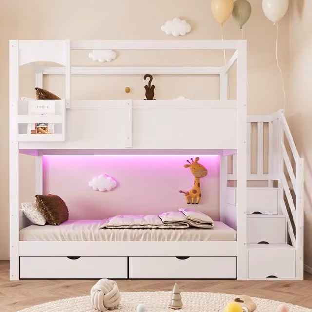 letto a castello in legno bianco 95 x 253 cm