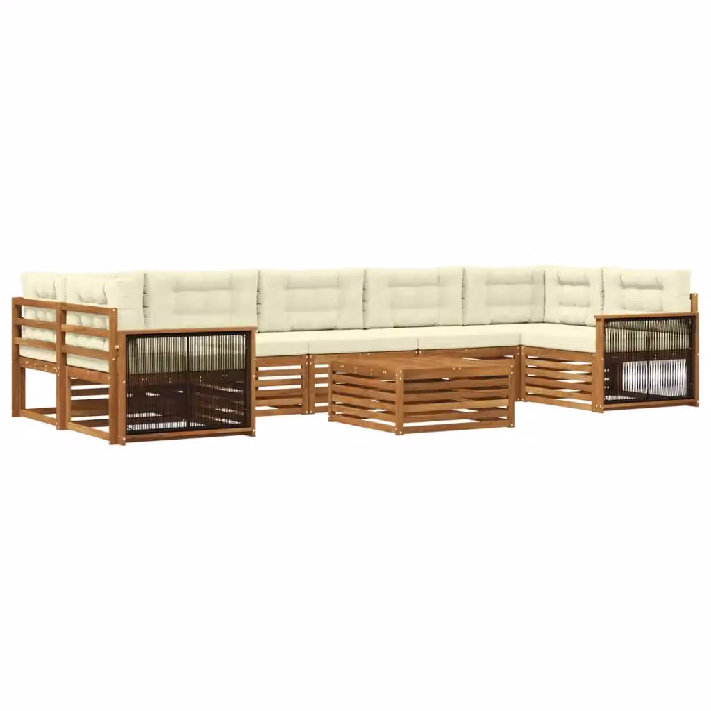 Set di divani da esterno 8 pz vidaXL in legno di acacia colore naturale e beige – 2