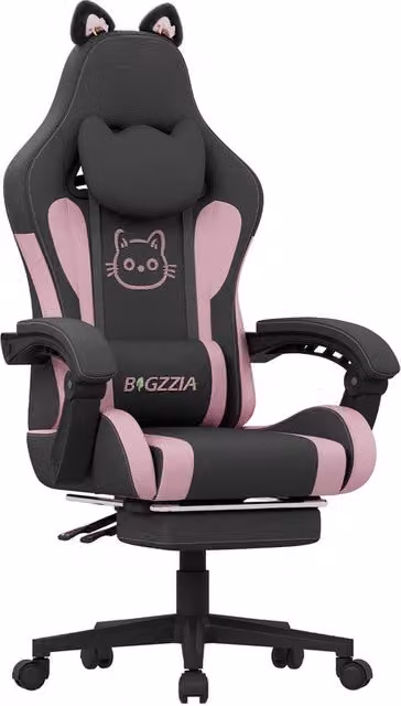 Sedia da gioco per bambini HOME FITNESS CODE rosa con poggiapiedi, schienale con poggiatesta e ruote, ergonomica e girevole a 360 gradi – 1