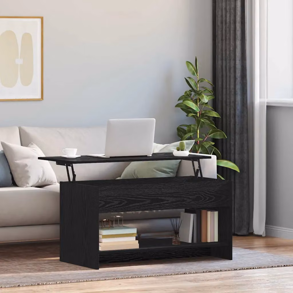 vidaXL Tavolino da salotto moderno in legno nero e rovere L: 80 cm, P: 50 cm, H: 41,5 cm