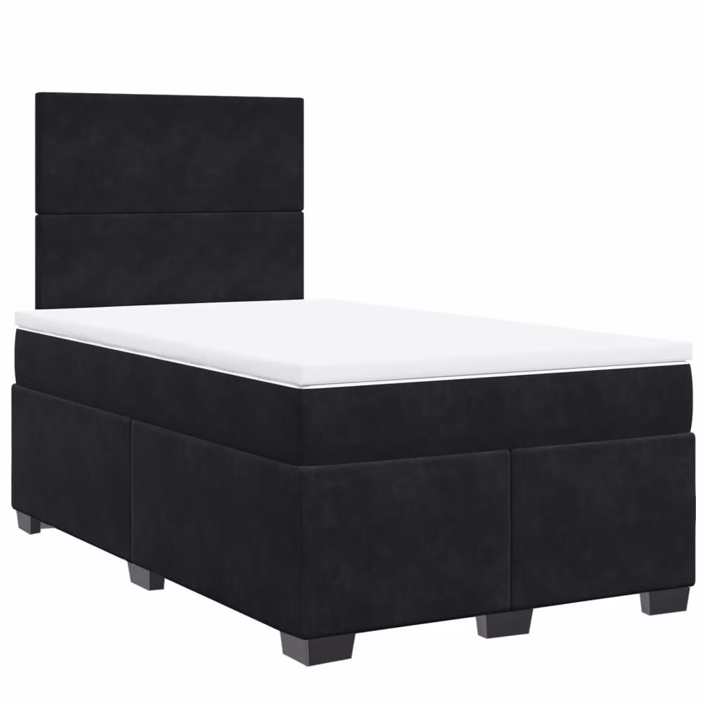 Giroletto a Molle con Materasso Nero 120x200 cm in Velluto