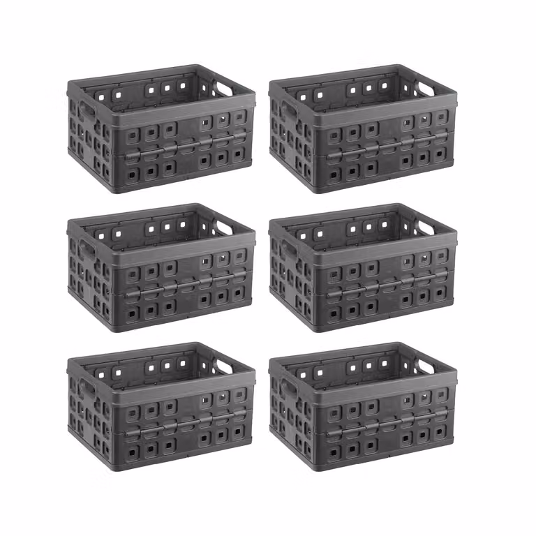 Sonnenwaren cassa quadrata pieghevole antracite 32 litri - 49 x 36 x H24,5 cm - set di 6 pezzi