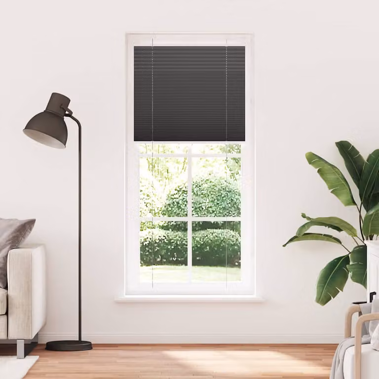 vidaXL Tenda Plissettata Nera 95x200 cm Larghezza Tessuto 94,4 cm
