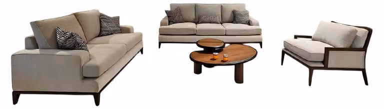 Elegantes Wohnzimmer-Set in Grau 3-Sitzer 2-Sitzer & Sessel