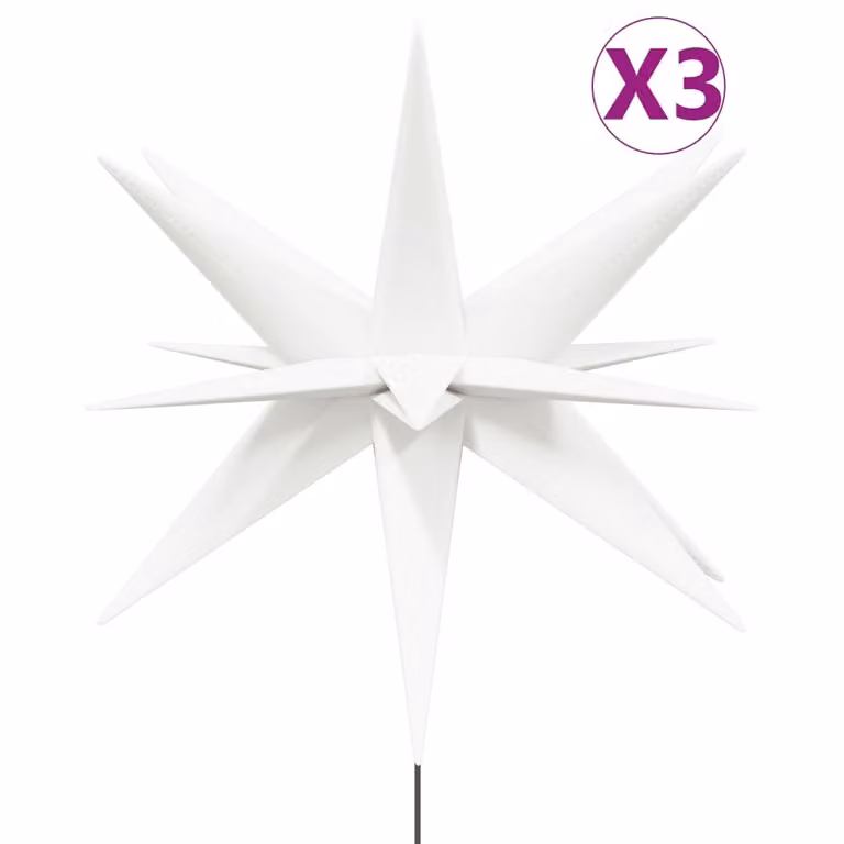 Luci di Natale con Picchi e LED 3 pz Pieghevoli Bianche 57 cm