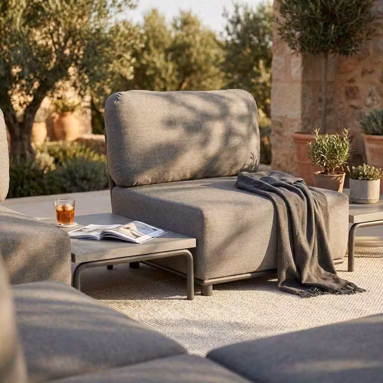 Milani Home - poltrona centrale modulare, alluminio e textilene e poliestere, modulare componibile, antracite