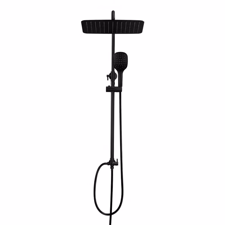 JOHO Colonna Doccia idromassaggio Soffione Nero Opaco Acciaio Inox 304 Colonna Doccia Senza Miscelatore Set Doccia Pioggia Doccetta Soffione 35x25cm
