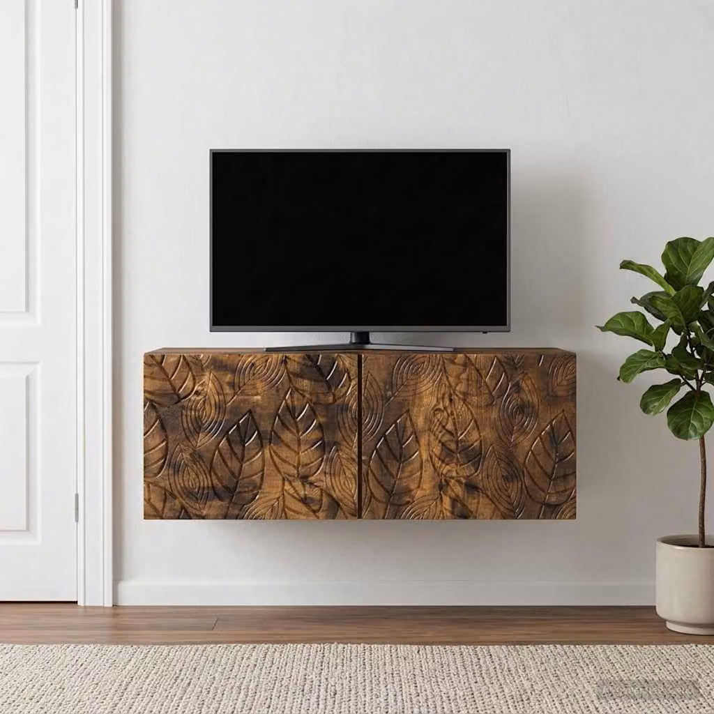 vidaXL Mobile Porta TV da Muro in Rovere Fumo, L 98 cm x P 41 cm x H 30 cm