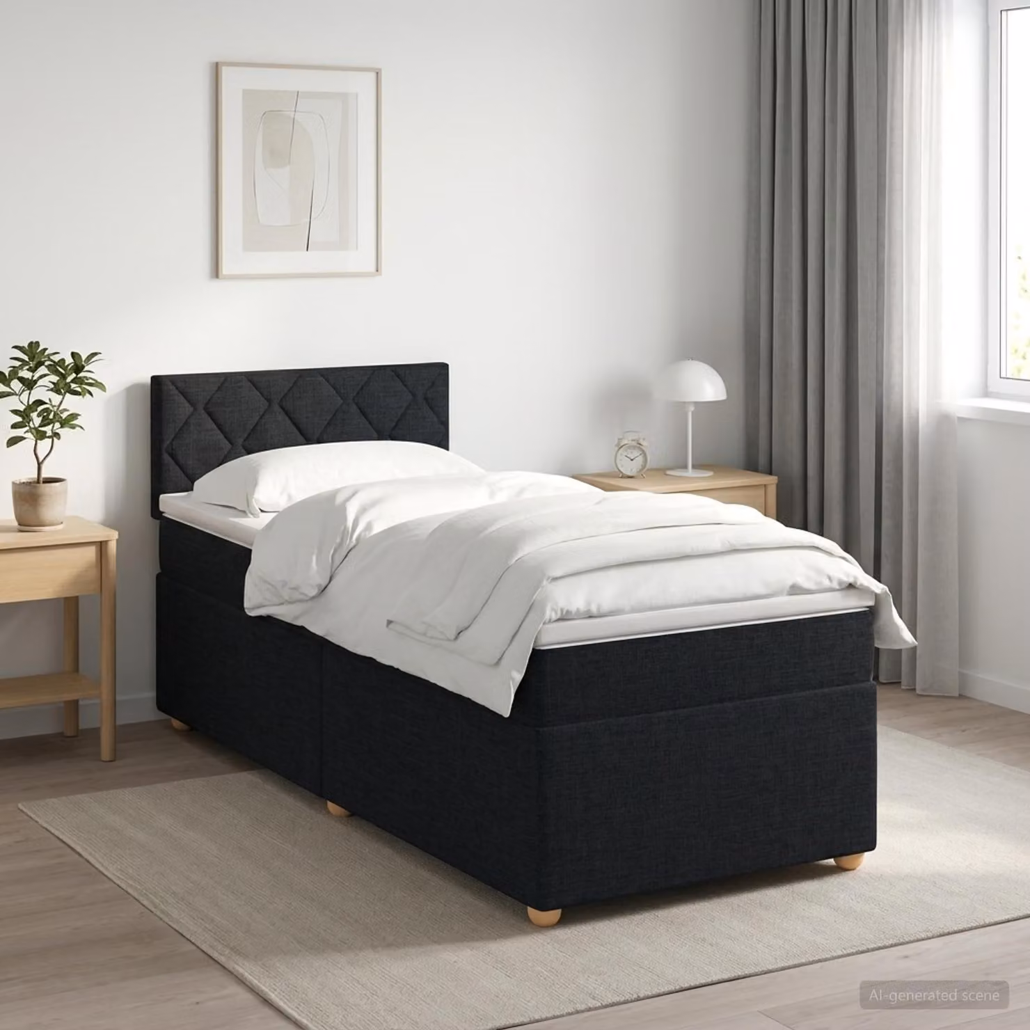 Maison Exclusive - Letto boxspring con materasso nero 90 x 200 cm Tessuto