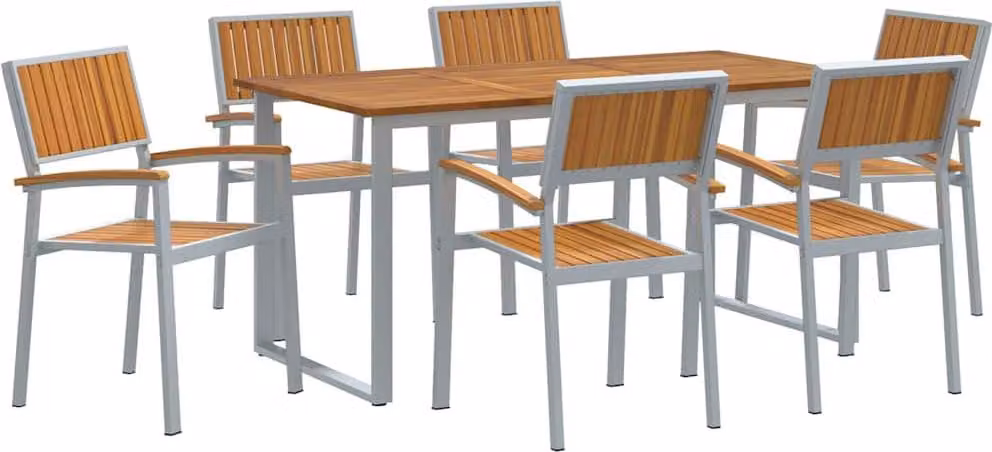 Set da Pranzo per Giardino 7 pcs Grigio
