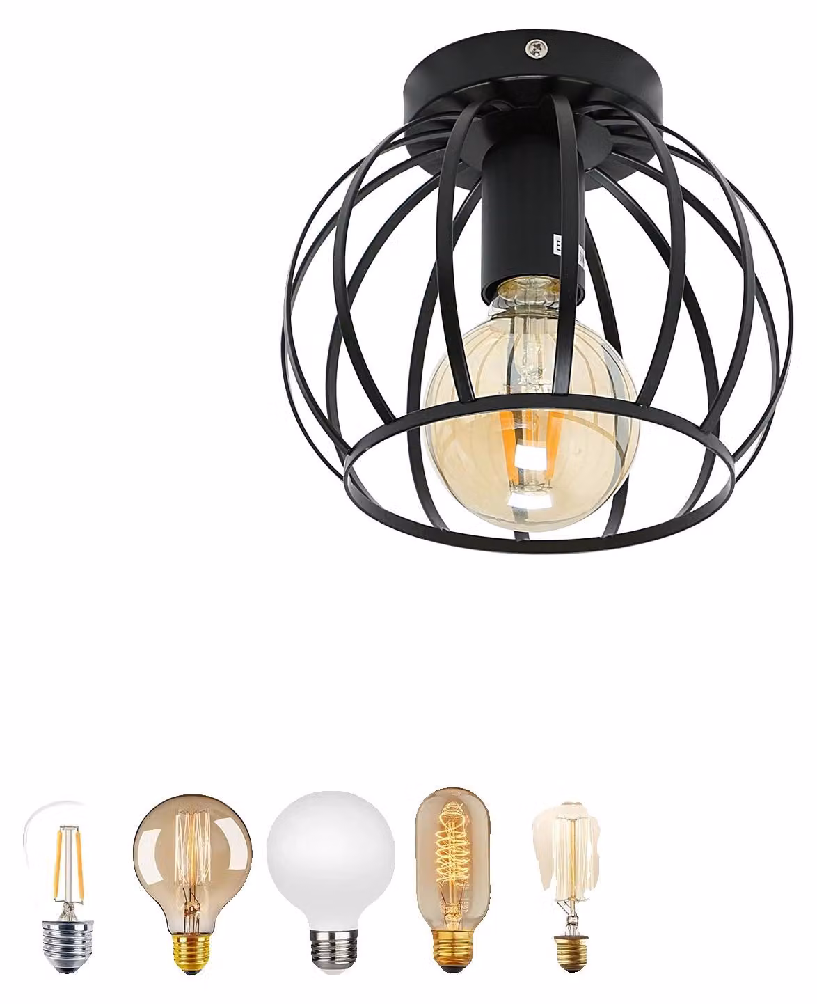 Lampada da soffitto, design industriale retrò, compatibile con attacco E27, A3201, M, 51-60W