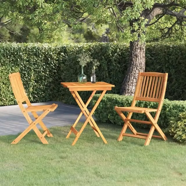 Set da pranzo da giardino pieghevole vidaXL in legno di acacia marrone, 3 pezzi