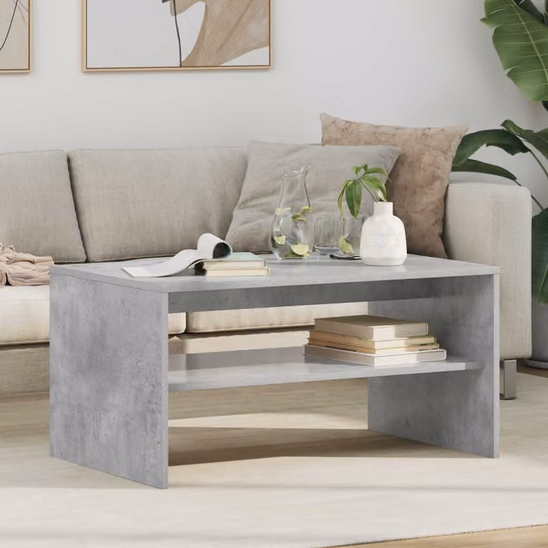 vidaXL Tavolino da salotto moderno rettangolare in MDF grigio L: 80 cm, P: 50 cm, H: 40 cm