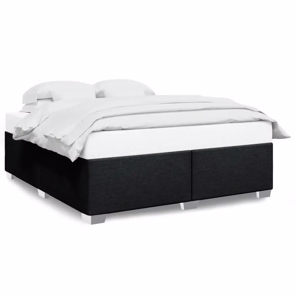 vidaXL Giroletto senza Materasso Nero in Tessuto e Legno 200x200 cm – 2