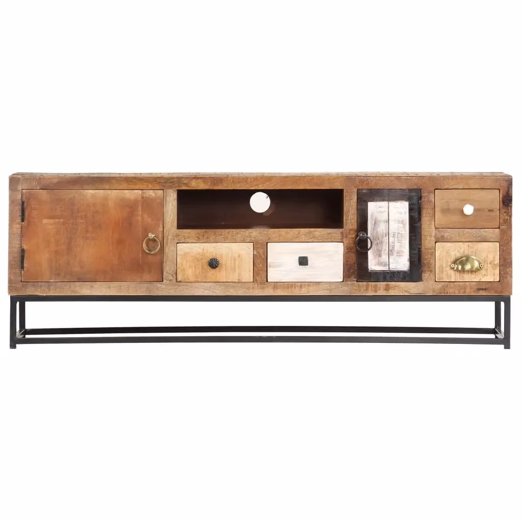 Mobile Porta TV Industrial vidaXL in Legno e Metallo, Marrone e Oro, L 120 x P 30 x H 40 cm – 2