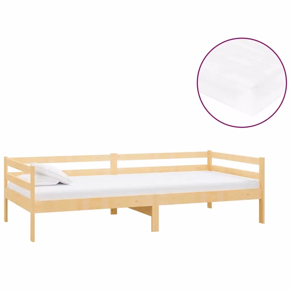 Divano Letto con Materasso in Legno Massello di Pino Bianco vidaXL L/P: 90 x 200 cm – 2
