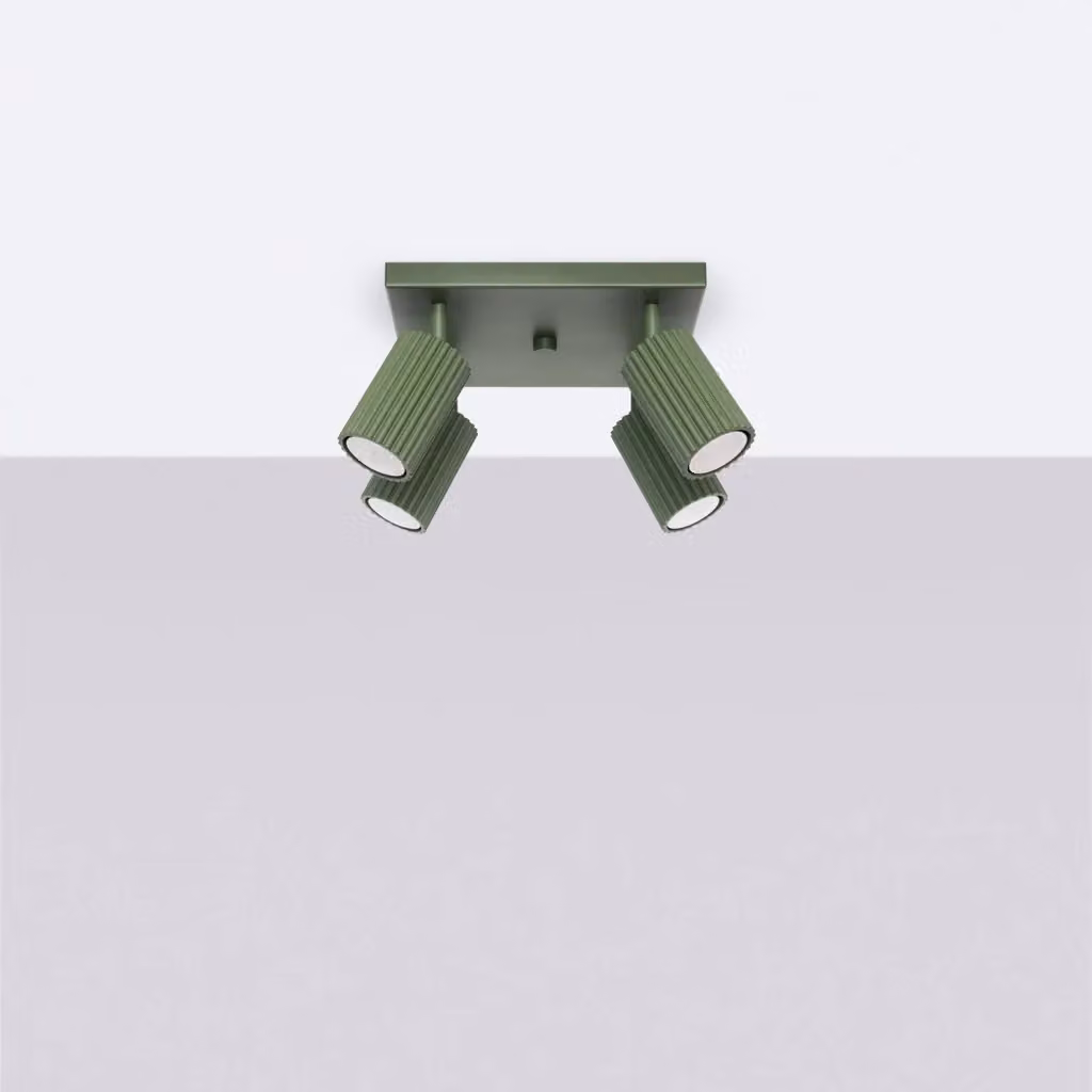 Plafoniera quadrata moderna Pure Lume verde oliva in metallo con 4xGU10, L/P/H: 25 x 25 x 16,5 cm – 2