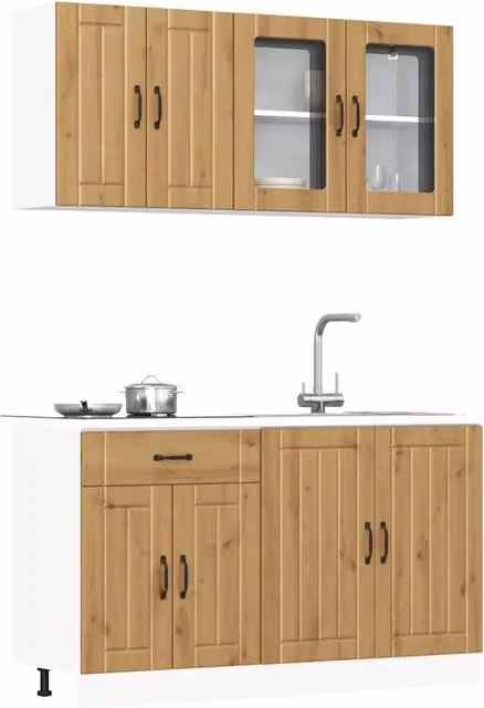 Set Mobili da Cucina 4 pz Kalmar Rovere Artigianale Truciolato 3314870