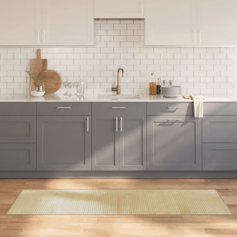 Tappeto rettangolare moderno vidaXL in bambù e polipropilene, colore beige, L 60 cm x P 200 cm